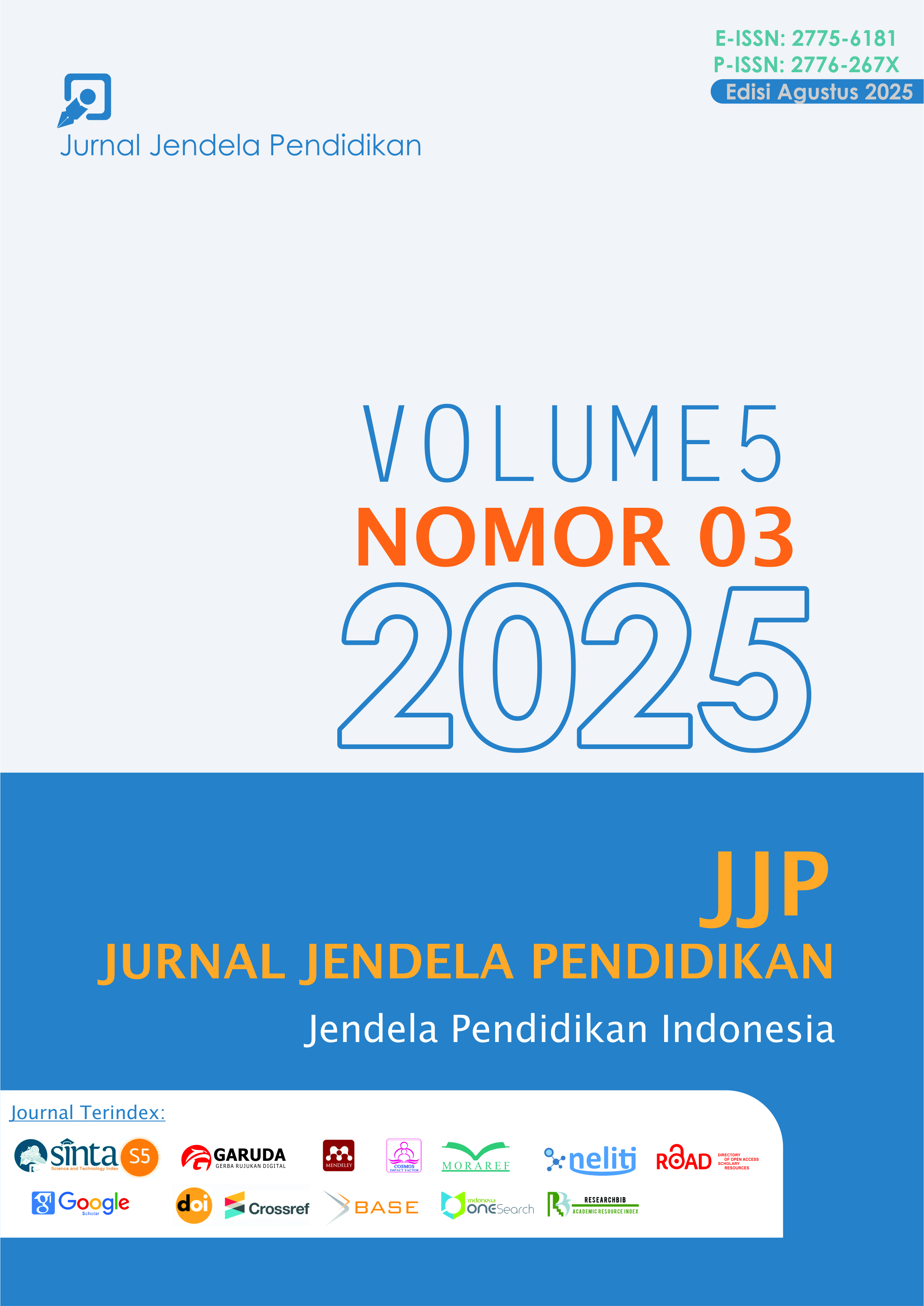 					View Vol. 5 No. 03 (2025): Jurnal Jendela Pendidikan: Edisi Agustus 2025
				